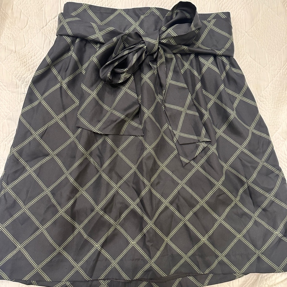 Silk Black and Green Checkered Skirt